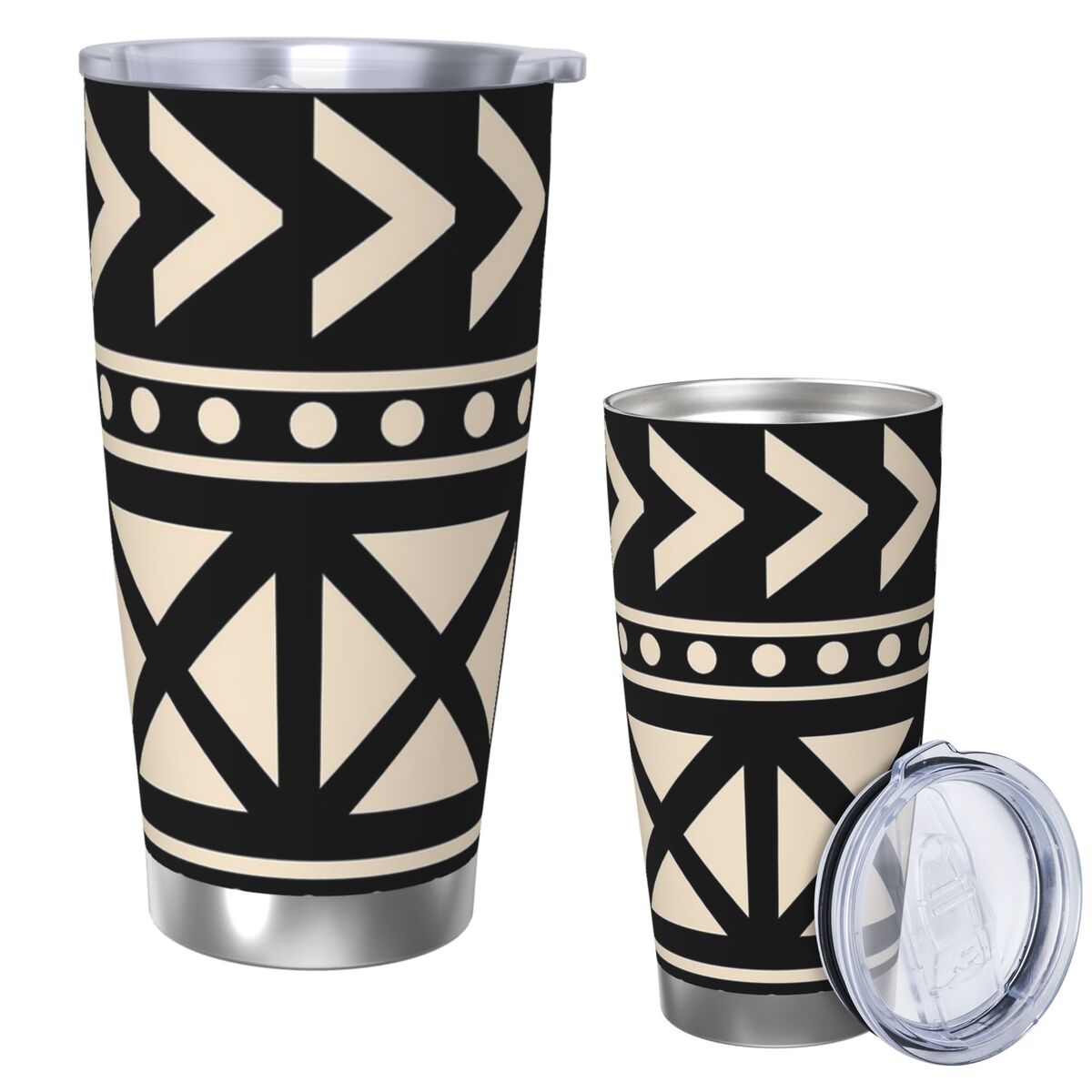 Tumbler 20Oz White - Африканская грязевая ткань, черно-белый трендовый стакан
