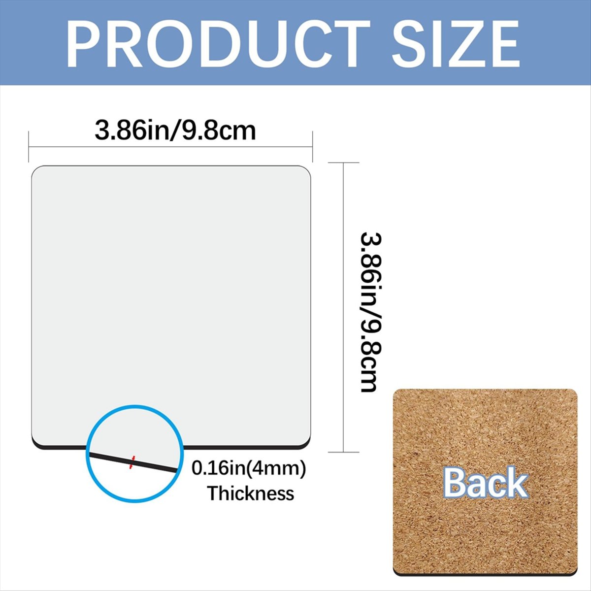 Coaster Sublimation Blank - ABYA 30 шт. заготовок для сублимационных